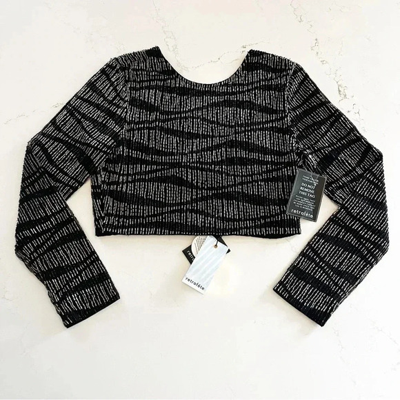 Retrofête Bryant Sequin Tiger Stripe Top | Black/Gunmetal | Large - Picture 5 of 10